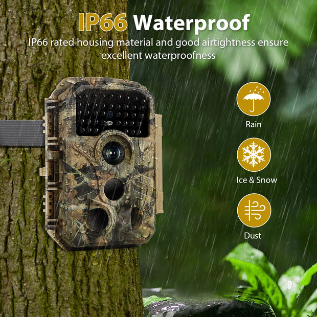 WildKamera 1296P Video & 32MP Foto mit 100ft Nachtsicht Bewegung aktiviert 0,1s Auslösegeschwindigkeit wasserdicht für Home Security, Outdoor Wildlife Scouting | T306 Grün